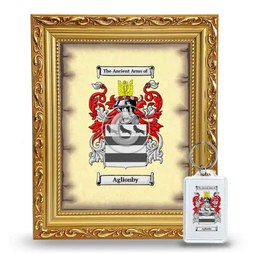 Aglionby Framed Coat of Arms and Keychain - Gold