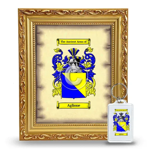Aglione Framed Coat of Arms and Keychain - Gold