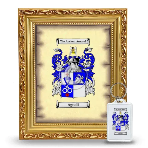 Agnoli Framed Coat of Arms and Keychain - Gold