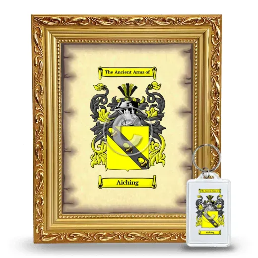 Aiching Framed Coat of Arms and Keychain - Gold