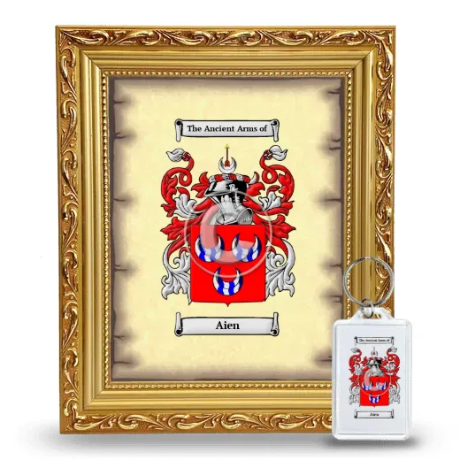 Aien Framed Coat of Arms and Keychain - Gold