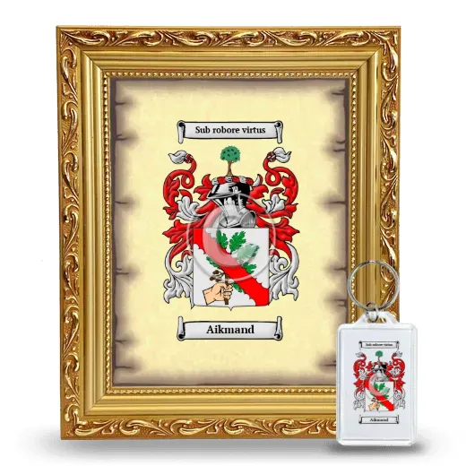 Aikmand Framed Coat of Arms and Keychain - Gold