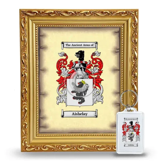 Aishelay Framed Coat of Arms and Keychain - Gold