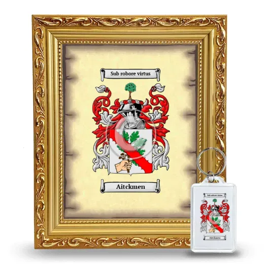 Aitckmen Framed Coat of Arms and Keychain - Gold
