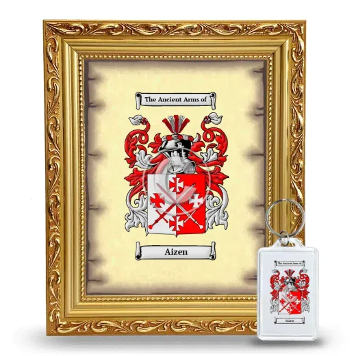 Aizen Framed Coat of Arms and Keychain - Gold