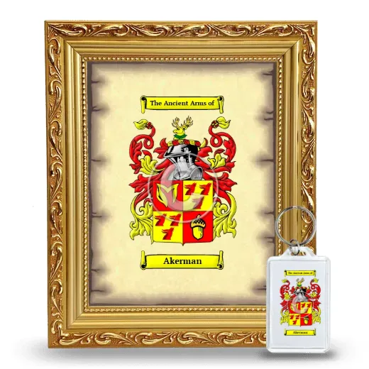 Akerman Framed Coat of Arms and Keychain - Gold
