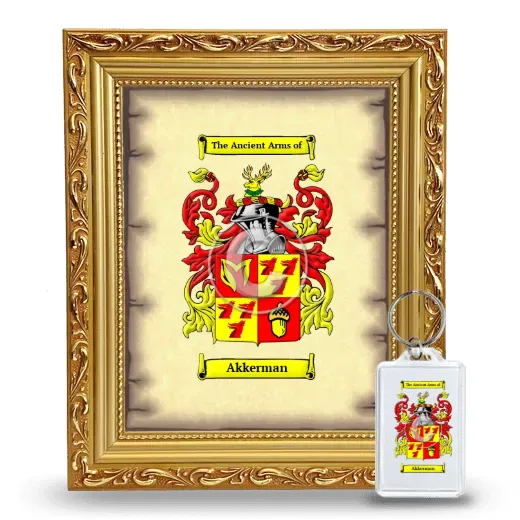 Akkerman Framed Coat of Arms and Keychain - Gold