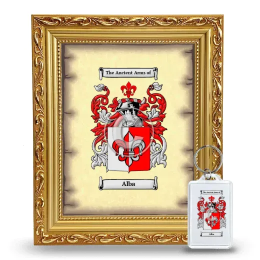Alba Framed Coat of Arms and Keychain - Gold