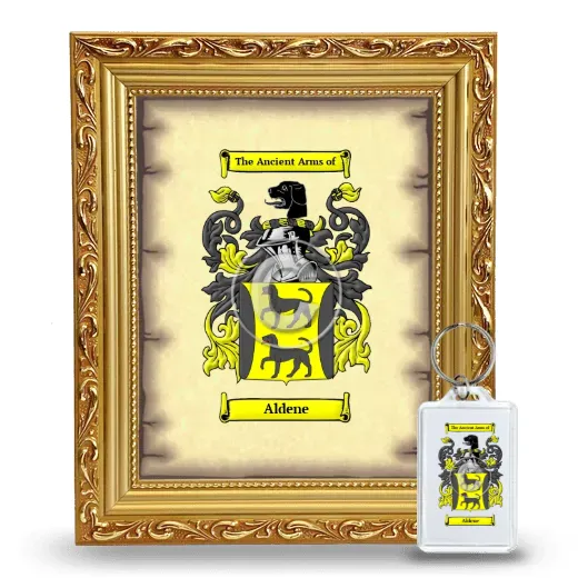 Aldene Framed Coat of Arms and Keychain - Gold