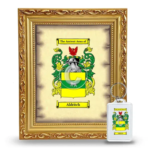 Aldritch Framed Coat of Arms and Keychain - Gold