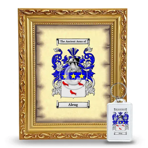 Aleng Framed Coat of Arms and Keychain - Gold