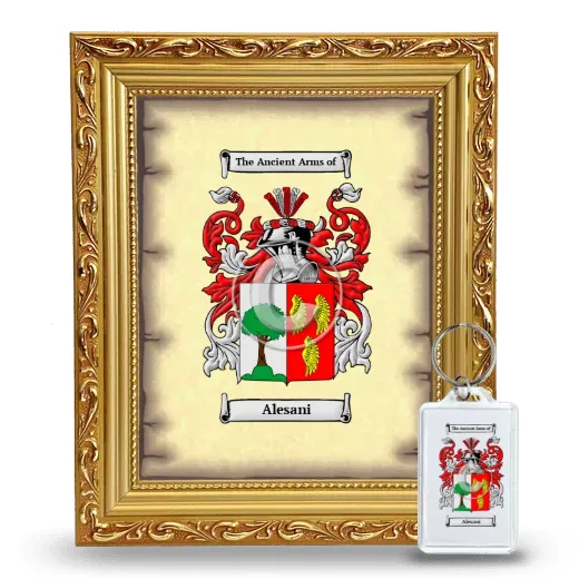 Alesani Framed Coat of Arms and Keychain - Gold