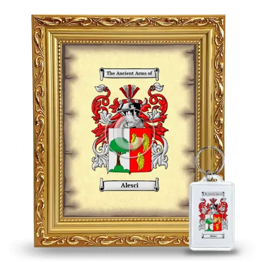 Alesci Framed Coat of Arms and Keychain - Gold