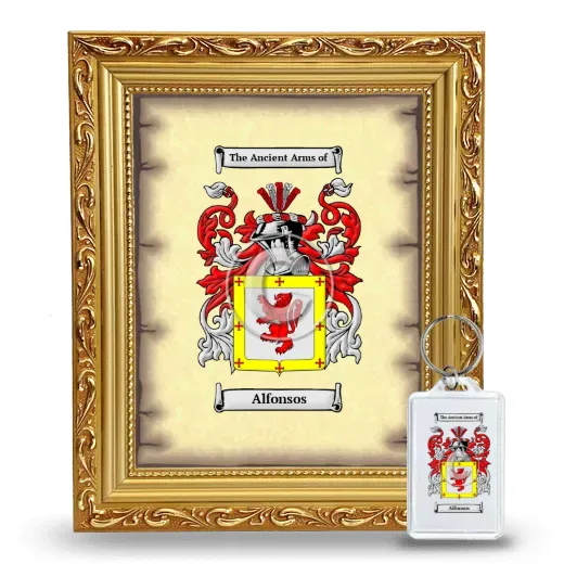 Alfonsos Framed Coat of Arms and Keychain - Gold