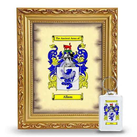 Allam Framed Coat of Arms and Keychain - Gold
