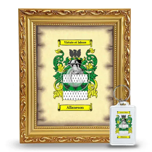 Allaneson Framed Coat of Arms and Keychain - Gold