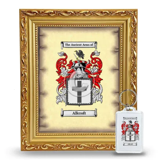 Allcroft Framed Coat of Arms and Keychain - Gold