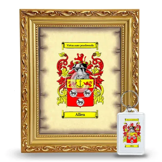 Allen Framed Coat of Arms and Keychain - Gold