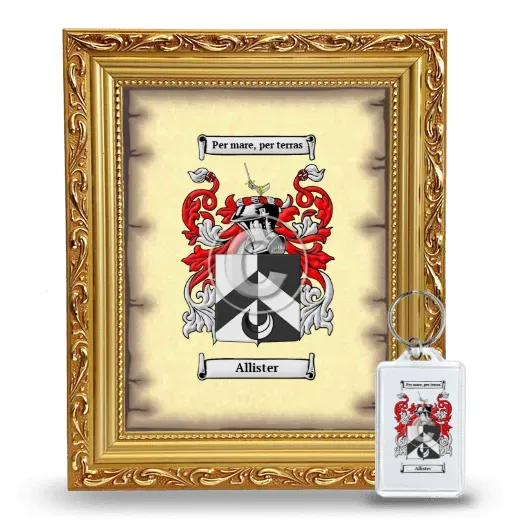 Allister Framed Coat of Arms and Keychain - Gold