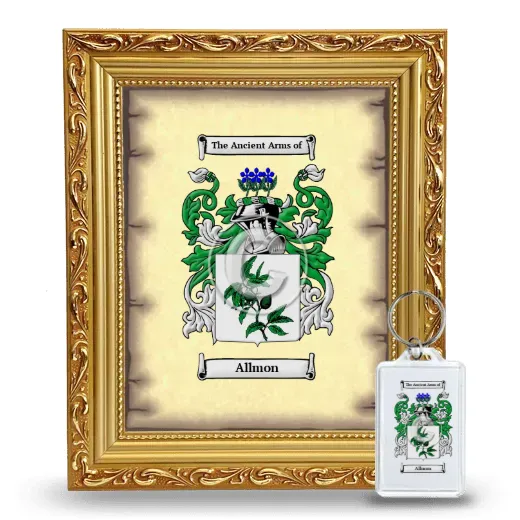 Allmon Framed Coat of Arms and Keychain - Gold