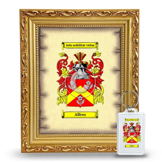 Allten Framed Coat of Arms and Keychain - Gold