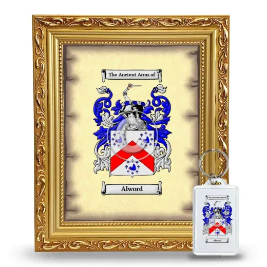 Alword Framed Coat of Arms and Keychain - Gold