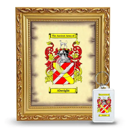 Alwright Framed Coat of Arms and Keychain - Gold
