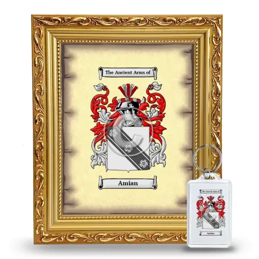 Amian Framed Coat of Arms and Keychain - Gold
