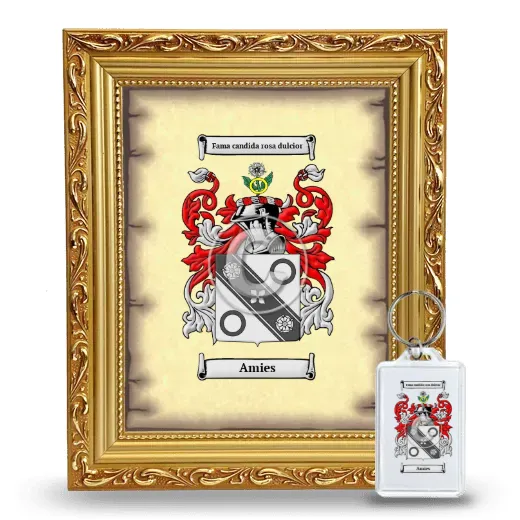 Amies Framed Coat of Arms and Keychain - Gold