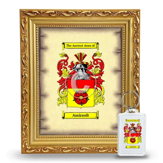 Amirault Framed Coat of Arms and Keychain - Gold