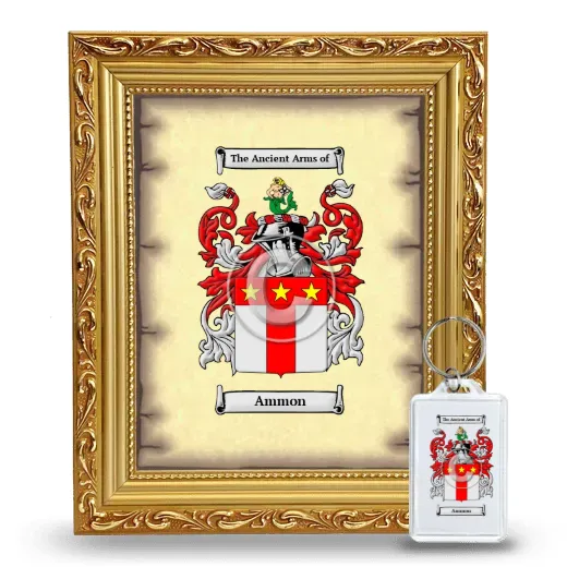 Ammon Framed Coat of Arms and Keychain - Gold