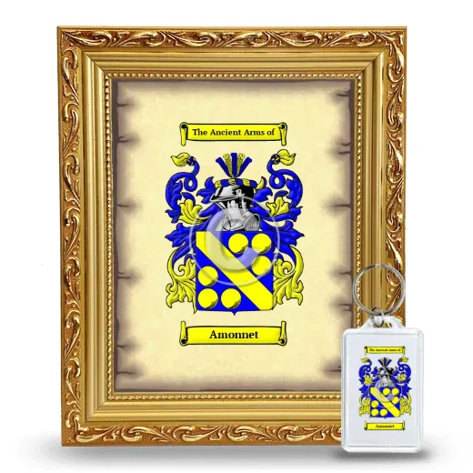 Amonnet Framed Coat of Arms and Keychain - Gold
