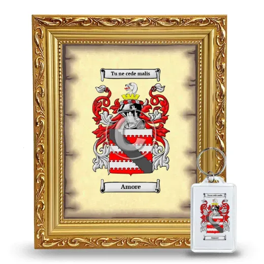 Amore Framed Coat of Arms and Keychain - Gold