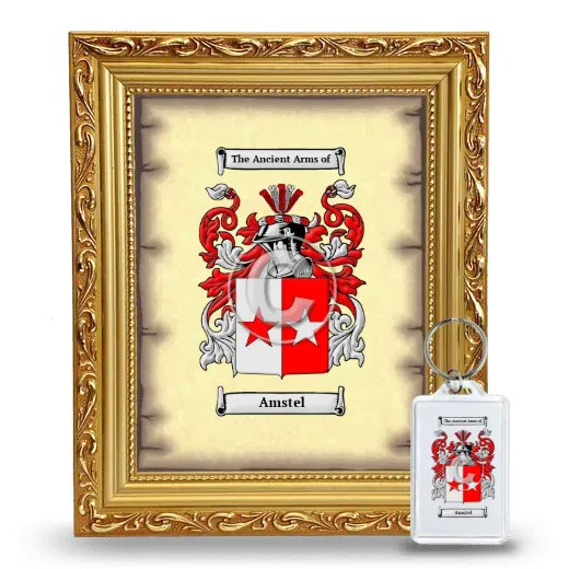 Amstel Framed Coat of Arms and Keychain - Gold