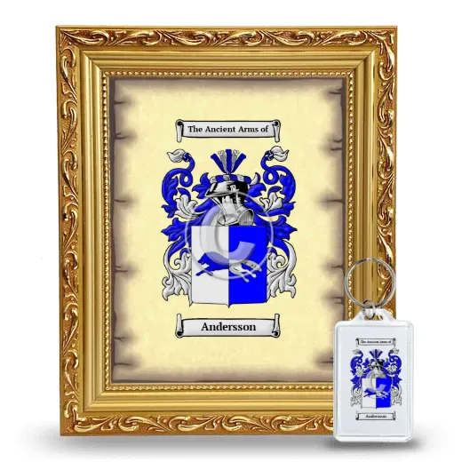 Andersson Framed Coat of Arms and Keychain - Gold