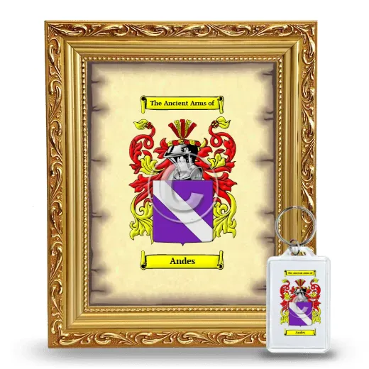 Andes Framed Coat of Arms and Keychain - Gold