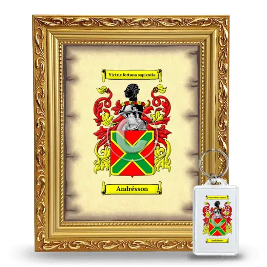 Andrésson Framed Coat of Arms and Keychain - Gold