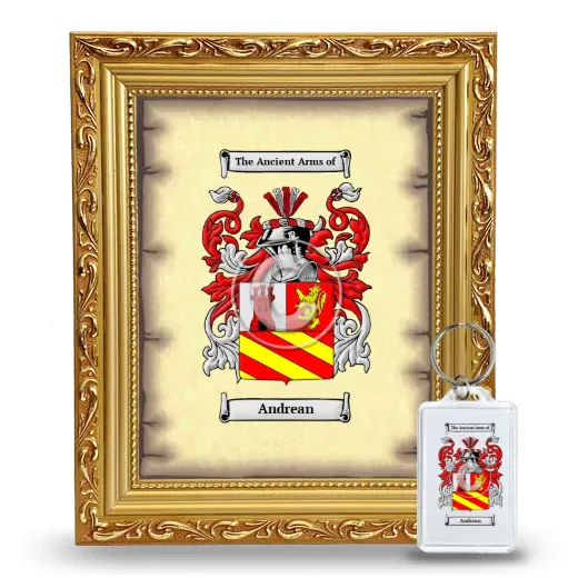 Andrean Framed Coat of Arms and Keychain - Gold