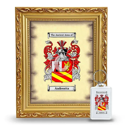 Andreatta Framed Coat of Arms and Keychain - Gold