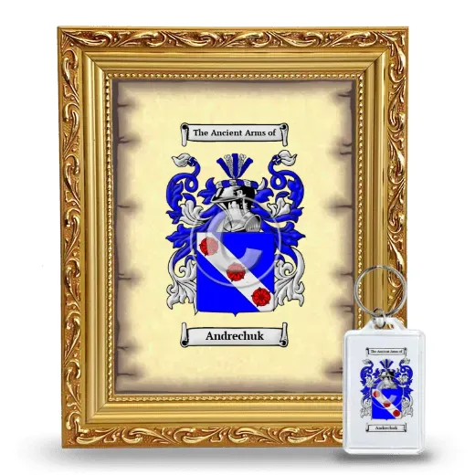 Andrechuk Framed Coat of Arms and Keychain - Gold