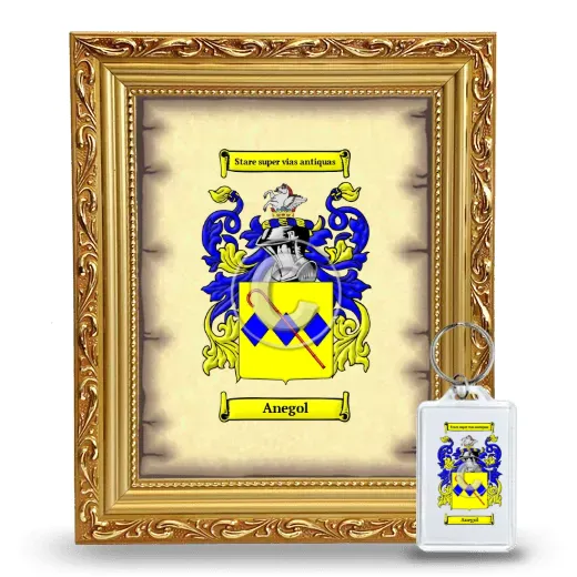 Anegol Framed Coat of Arms and Keychain - Gold