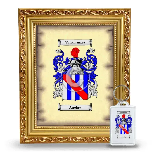 Anelay Framed Coat of Arms and Keychain - Gold