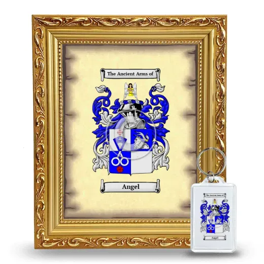 Angel Framed Coat of Arms and Keychain - Gold