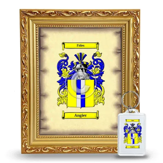 Angier Framed Coat of Arms and Keychain - Gold