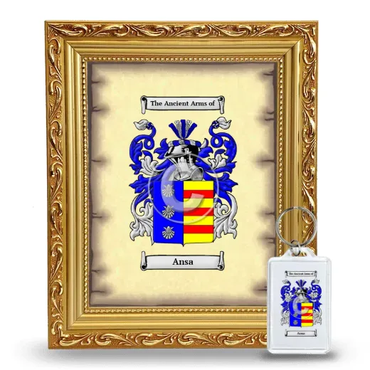 Ansa Framed Coat of Arms and Keychain - Gold