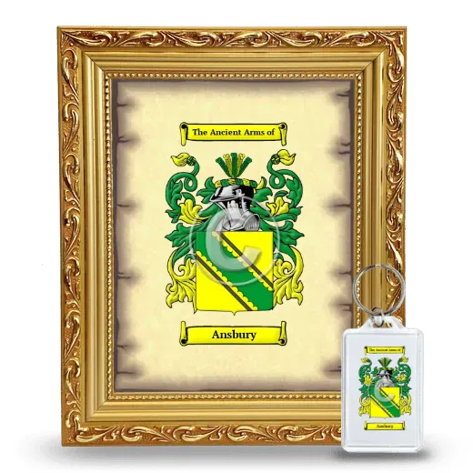 Ansbury Framed Coat of Arms and Keychain - Gold