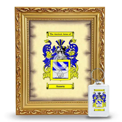 Ansen Framed Coat of Arms and Keychain - Gold