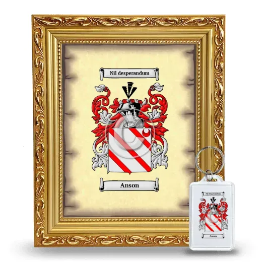 Anson Framed Coat of Arms and Keychain - Gold