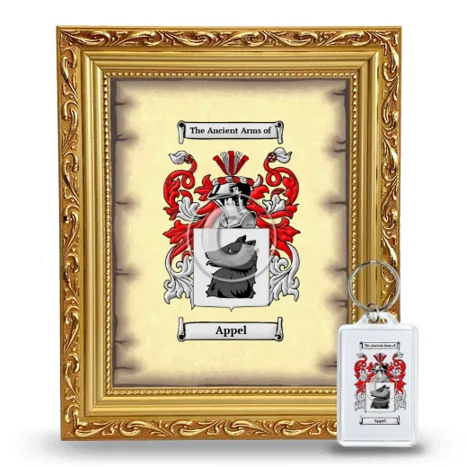 Appel Framed Coat of Arms and Keychain - Gold