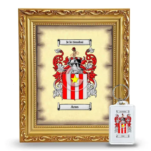 Aras Framed Coat of Arms and Keychain - Gold